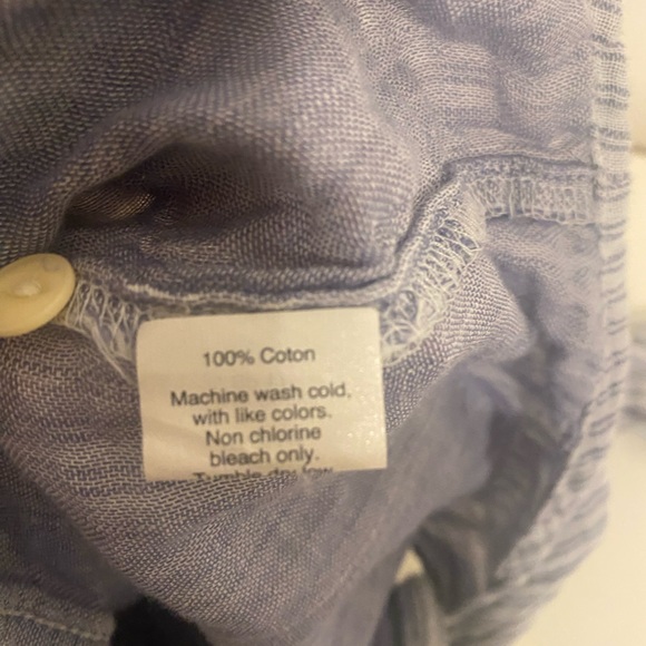 Madewell button down shirt women’s blue striped tie back - Picture 4 of 7